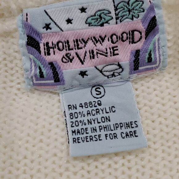 Vintage Beaded Sequin Long Sleeve Pullover Sweater, Hollywood & Vine, Sz Small - Picture 8 of 9